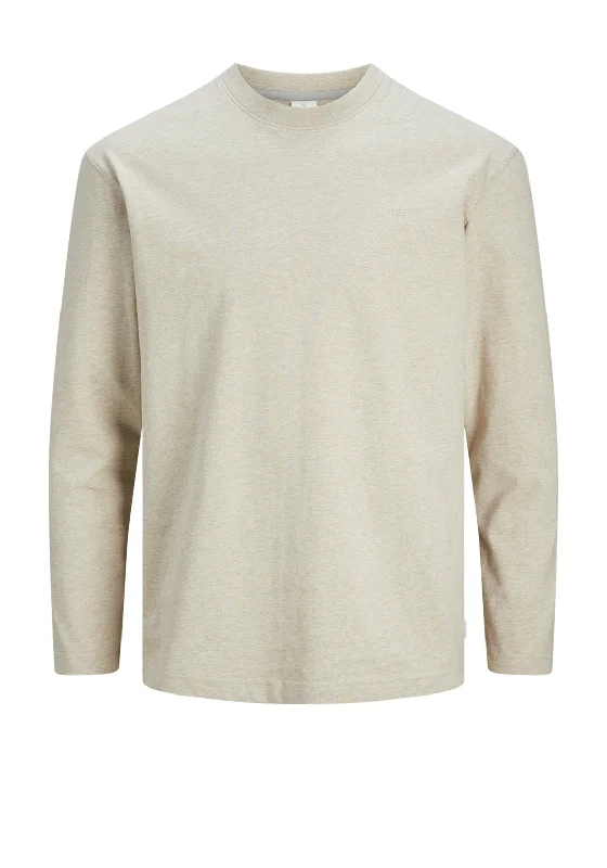 Jack & Jones Logan Long Sleeve T-Shirt, Cream Heather