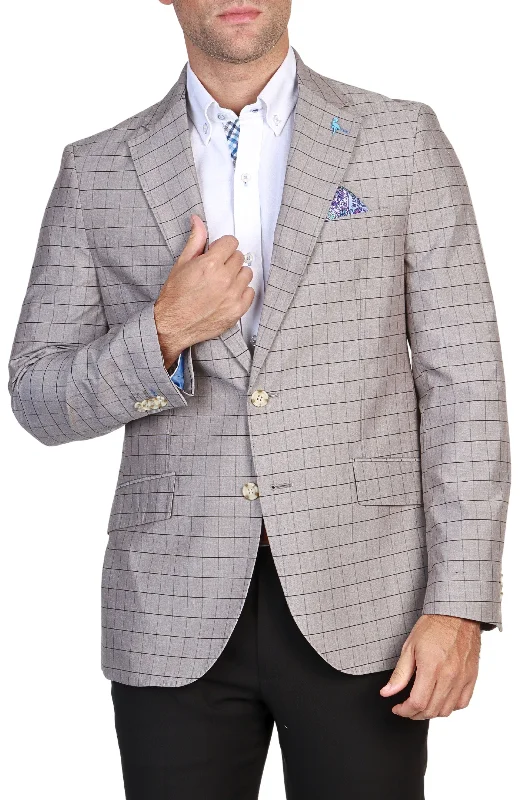 Khaki Mini Windowpane Sport Coat