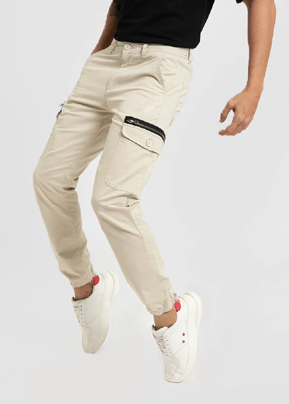 Light Cream Elasticated Cargo Pant