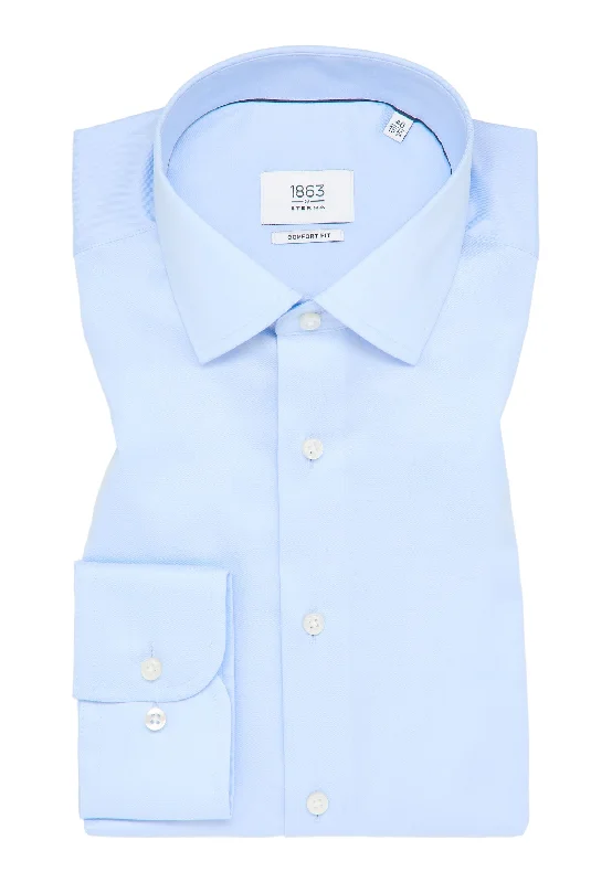 'Luxury Shirt' in Sky Blue - Comfort Fit - Two Ply Cotton Twill Dress Shirt with Kent Collar by Eterna 1863