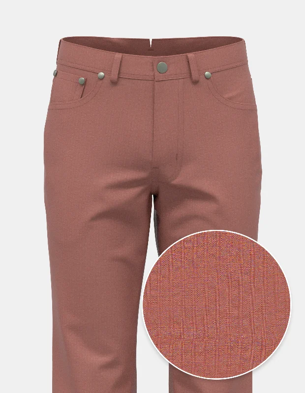 Seersucker Stretch - Coral | Five Pocket