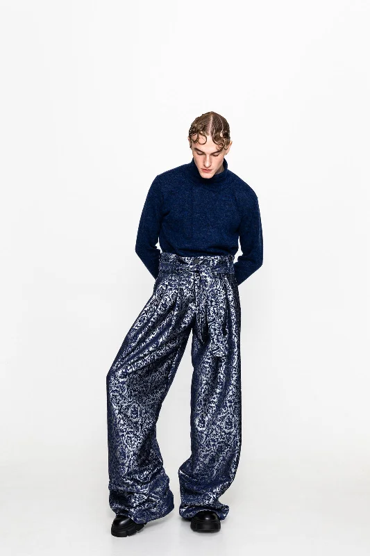 Sergio Pants Metallic Blue Patterned