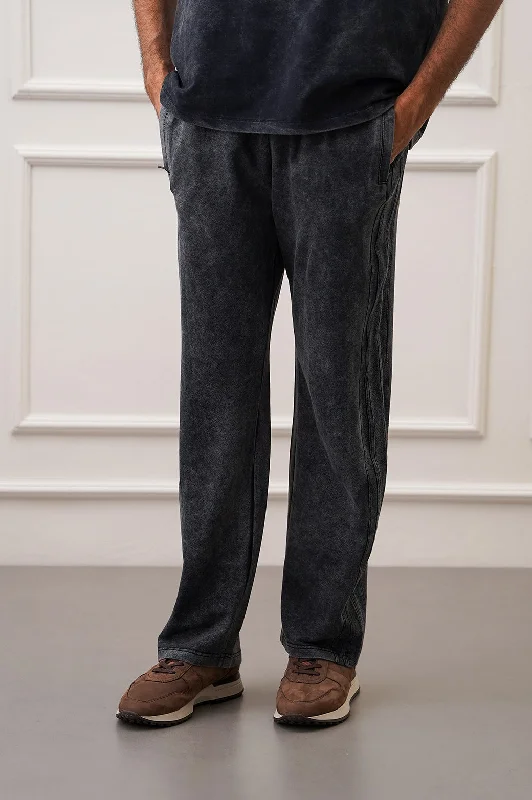 SIDE STRIPED WASHED TROUSERS