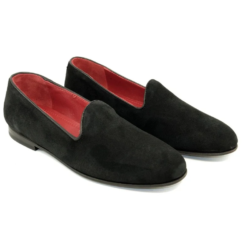 Simpson Kid Suede Formal Slip On Shoe in Black by Alan Payne Footwear