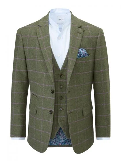 Skopes Crowley Olive Check Sports Jacket Green