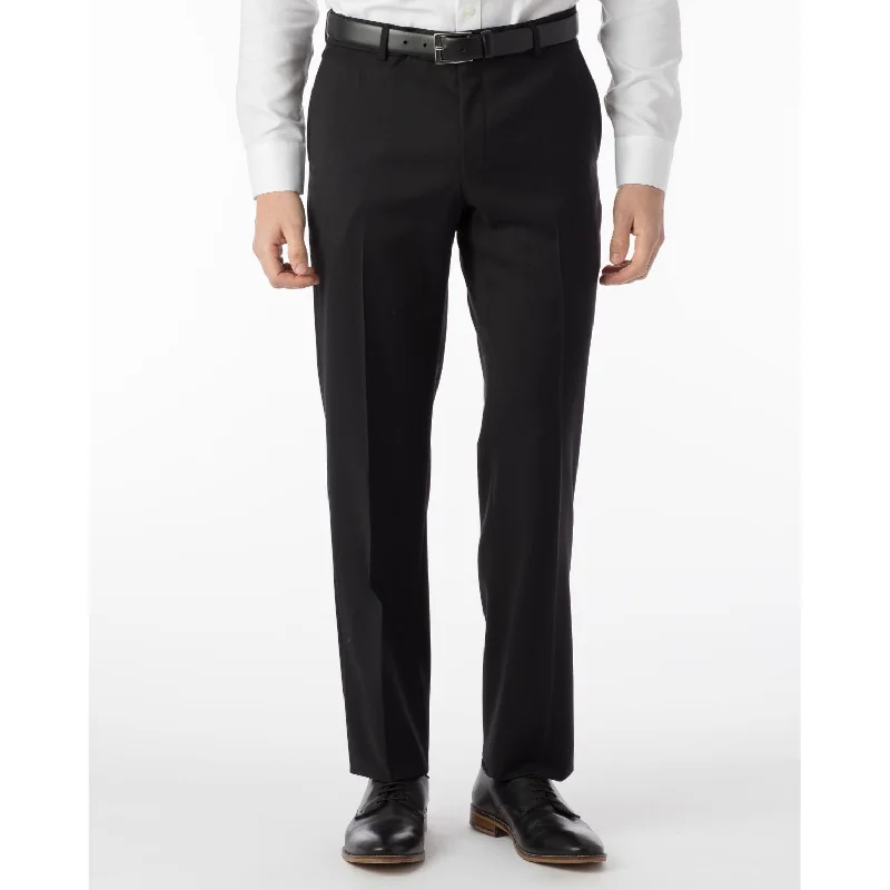 Super 120s Wool Gabardine Comfort-EZE Trouser in Black (Flat Front Models) by Ballin