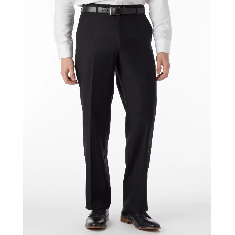 Super 120s Luxury Wool Serge Comfort-EZE Trouser in Black (Flat Front Models) by Ballin