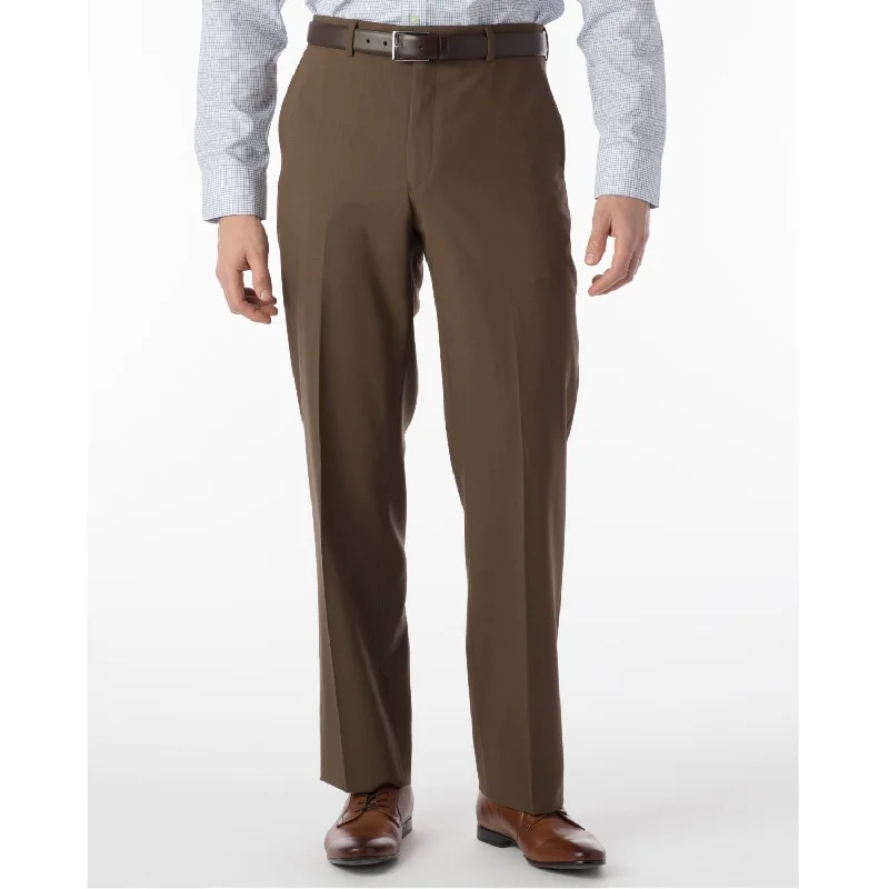 Super 120s Wool Travel Twill Comfort-EZE Trouser in Saddle (Flat Front Models) by Ballin