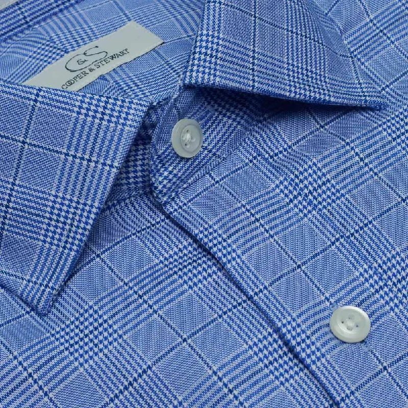 The Kingston - Wrinkle-Free Royal Glen Plaid Cotton Dress Shirt in Blue by Cooper & Stewart