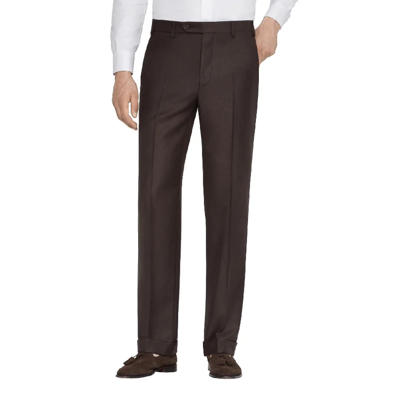 Todd Flat Front Super 120s Wool Serge Trouser in Chocolate Brown (Full Fit) by Zanella