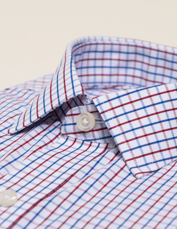 Wrinkle-Resistant Poplin - Red and Navy Tattersall