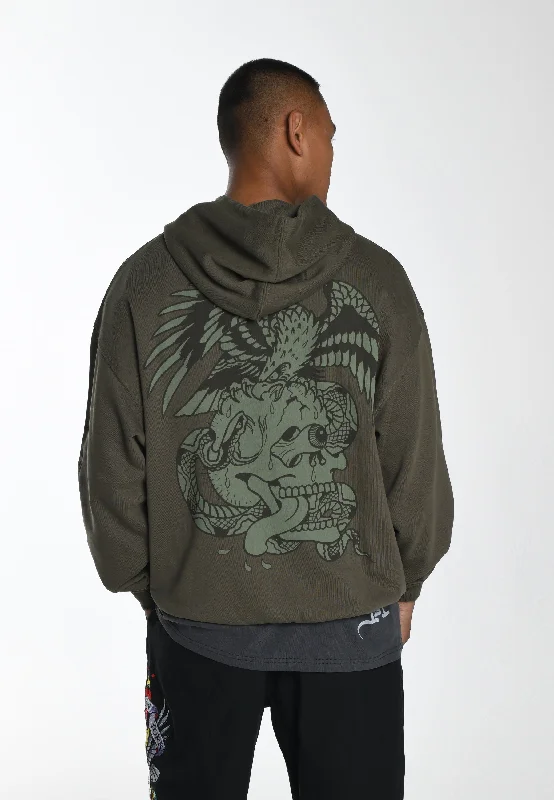 Mens Eye-Ball Graphic Hoodie - Green