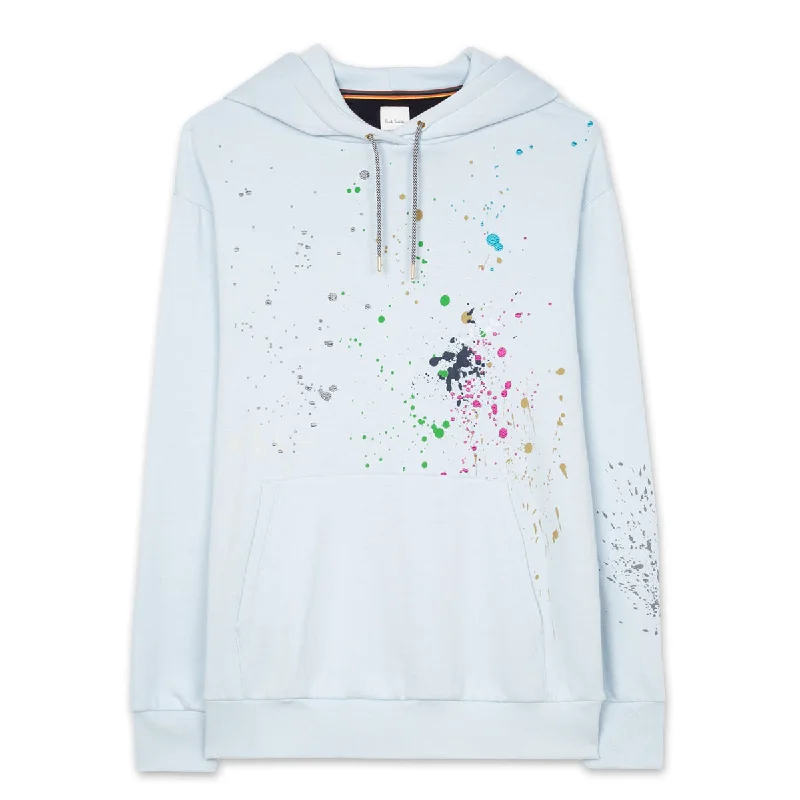 Paul Smith - 'Paint Splatter' Print Hoodie in Light Blue