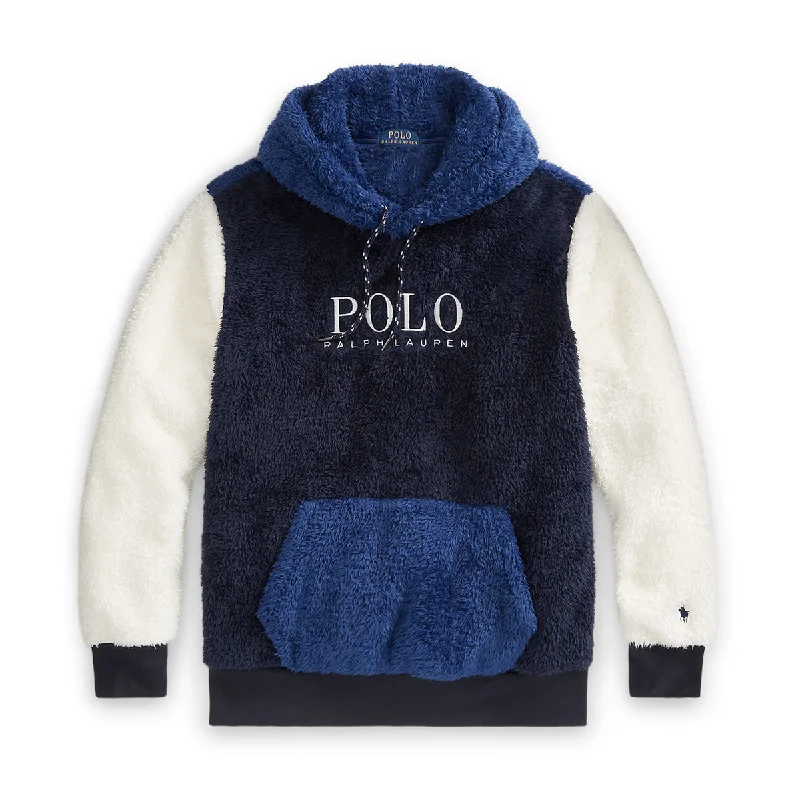 Polo Ralph Lauren - Sherpa Fleece Hoodie in Navy/Blue/Cream