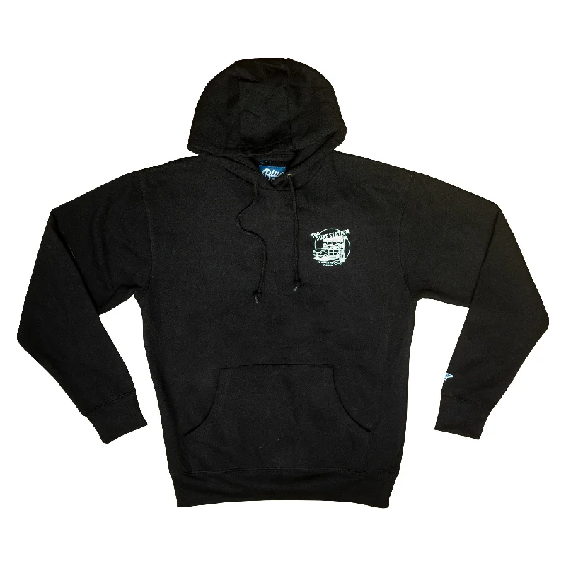 Surf Station Circle Woody Men's Hoodie - Black