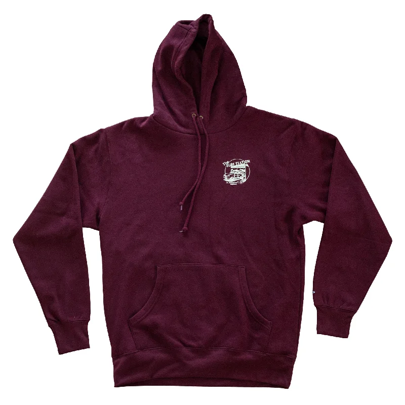 Surf Station Circle Woody Men's Hoodie - Maroon