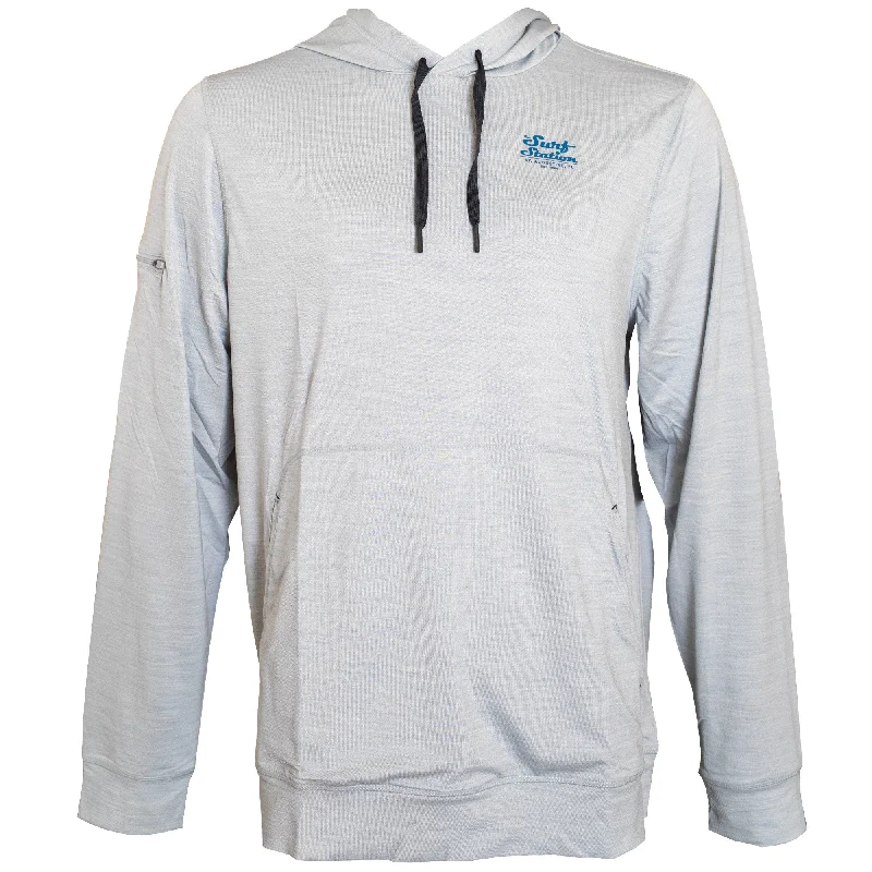 Surf Station Helm Mechanic Hybrid Men's Hoodie - Light Grey